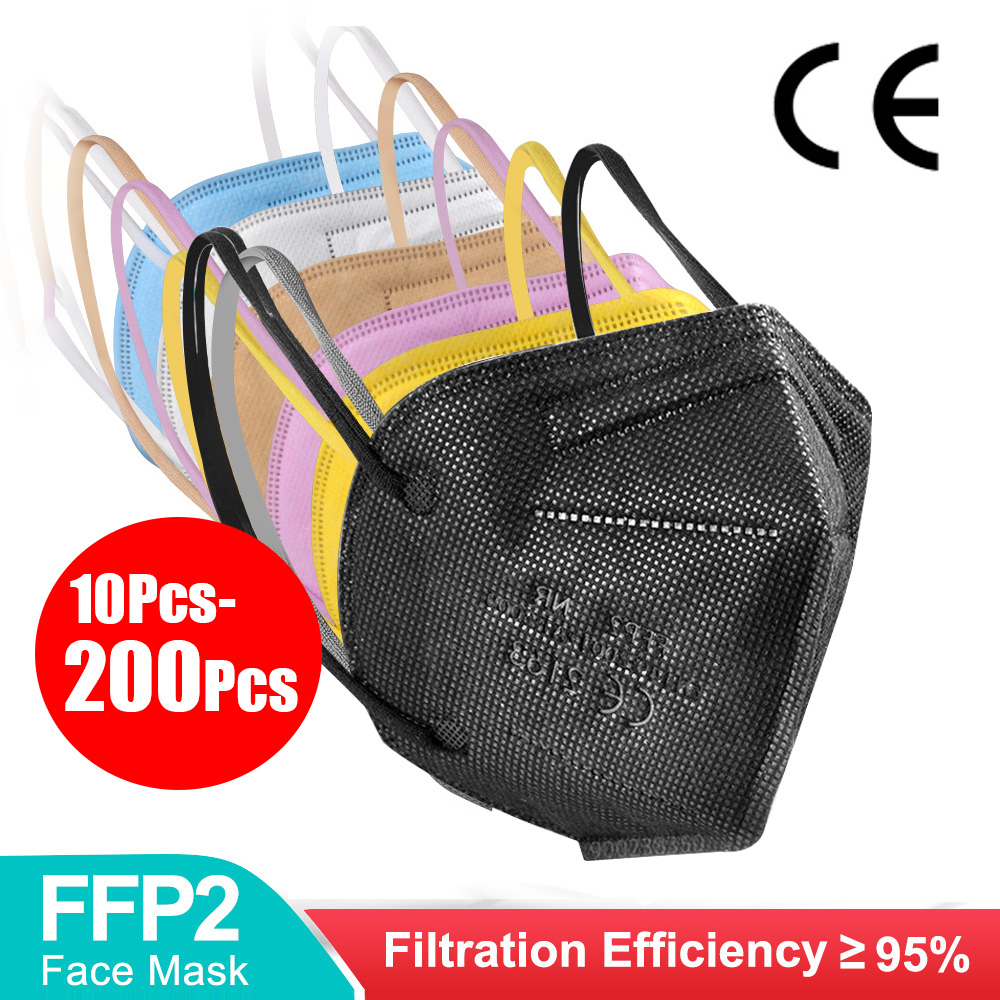 Kn95 Respirator Mask - 10-200pcs ffp2mask Black kn95 mascarillas negra