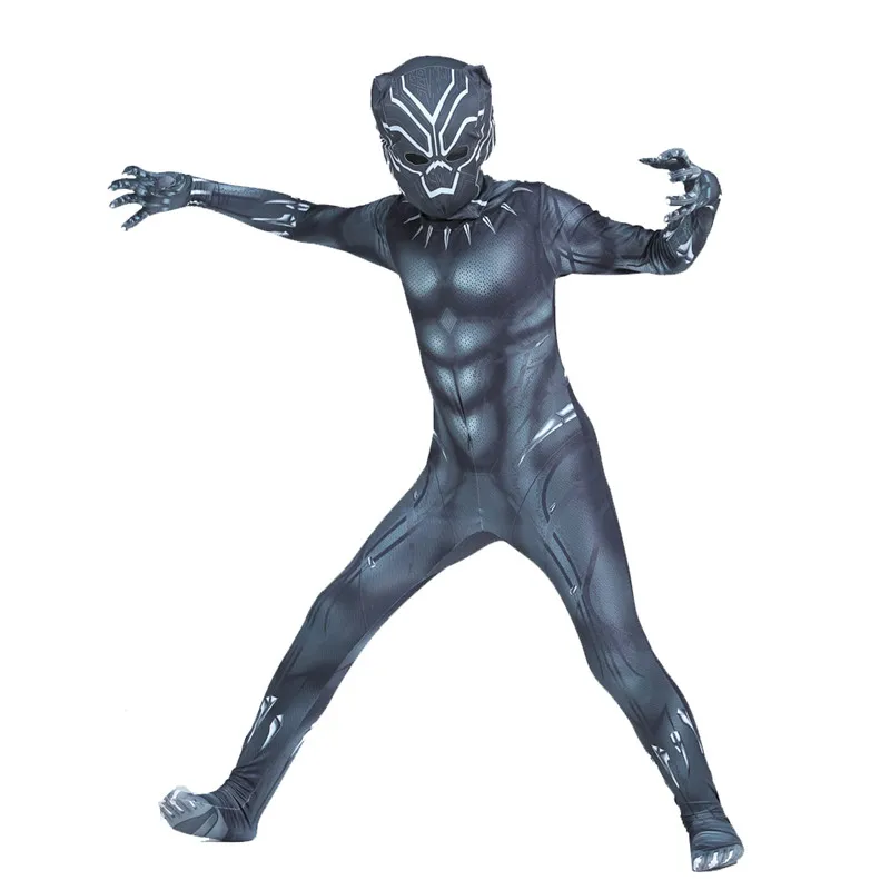 Black Face Mask Pack - 3-12Y Boy's Black Panther Costume Superhero