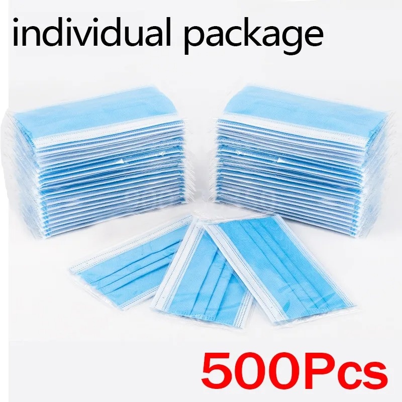 50-500pcs Disposable Adults in - Disposable Mask Blue のレビューと価格