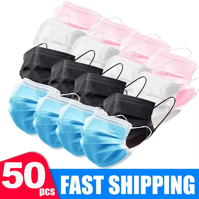 50Pcs 3-layer Mask Face Masks  - Disposable Mask Blue のレビューと価格
