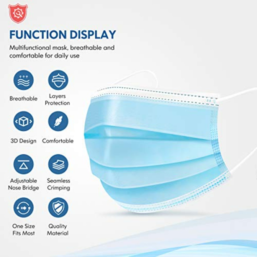 Face Mask Disposable Adults 3P - Disposable Mask Blue のレビューと価格
