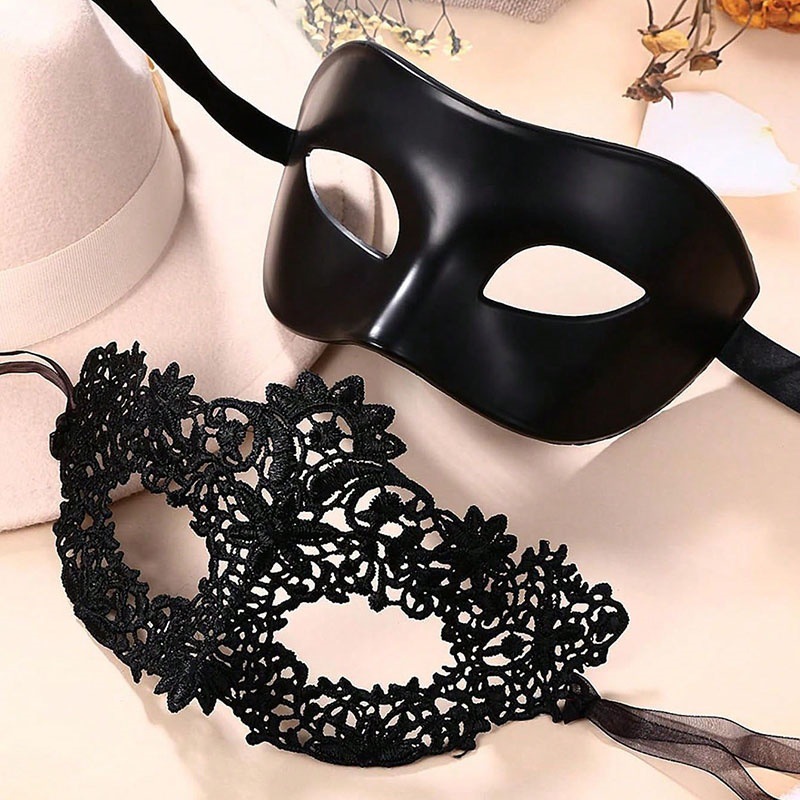 2pcs Elegant Black Lace Masque - Black Face Mask Pack のレビューと価格