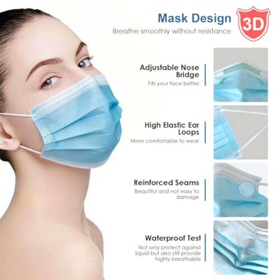 Blue Disposable Face Masks 100 - Disposable Mask Blue のレビューと価格
