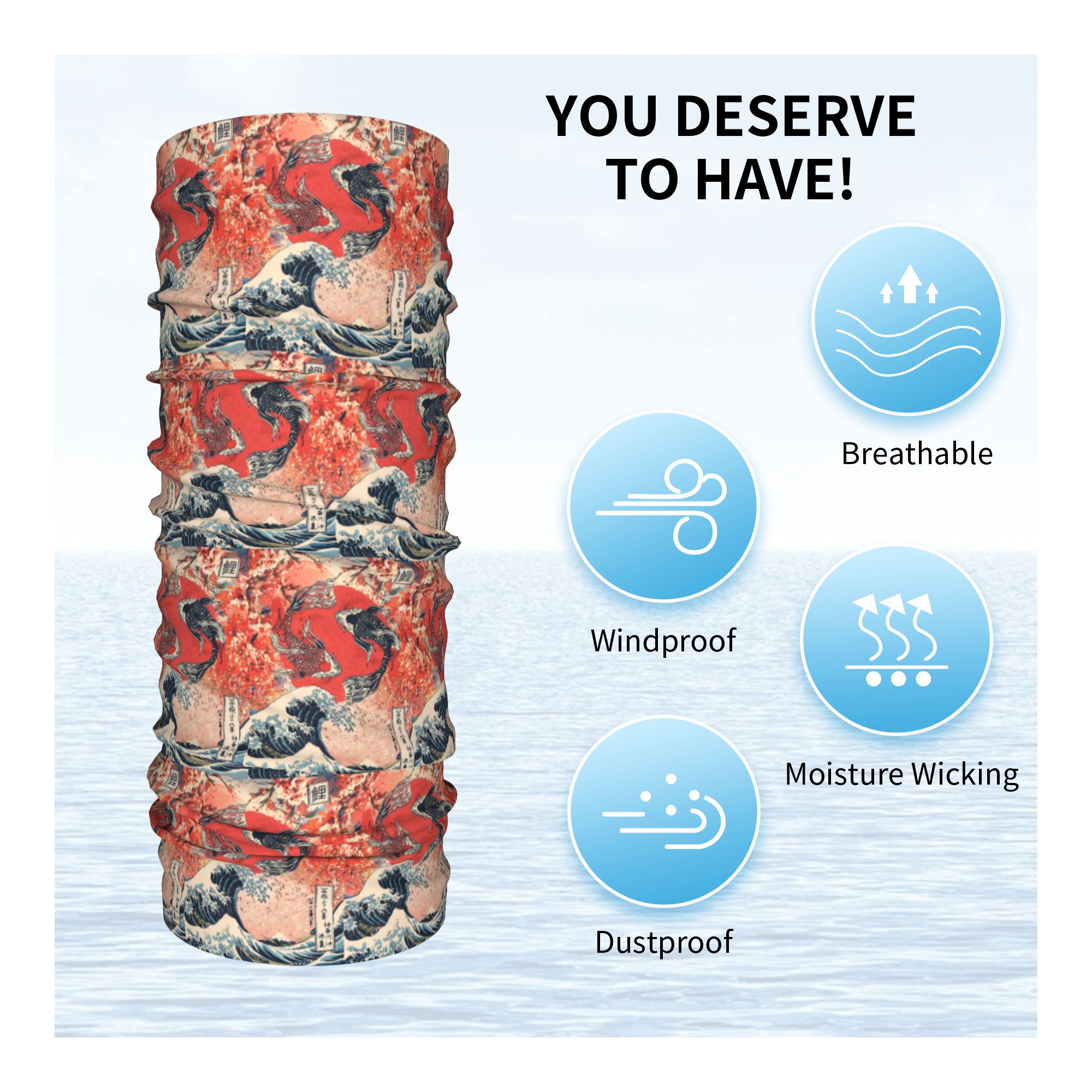 Koi Fish and Great Wave off Ka - Sports Mask Breathable のレビューと価格