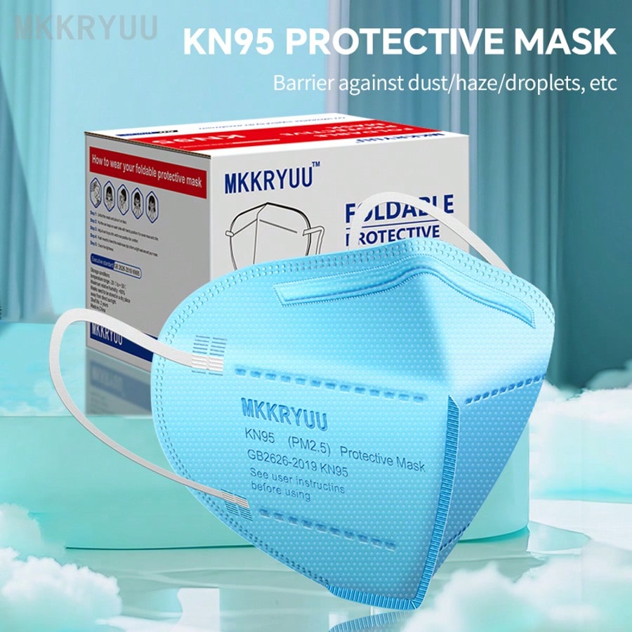 MKKRYUU 50 KN95 Masks, 5-Layer - Disposable Mask Blue のレビューと価格