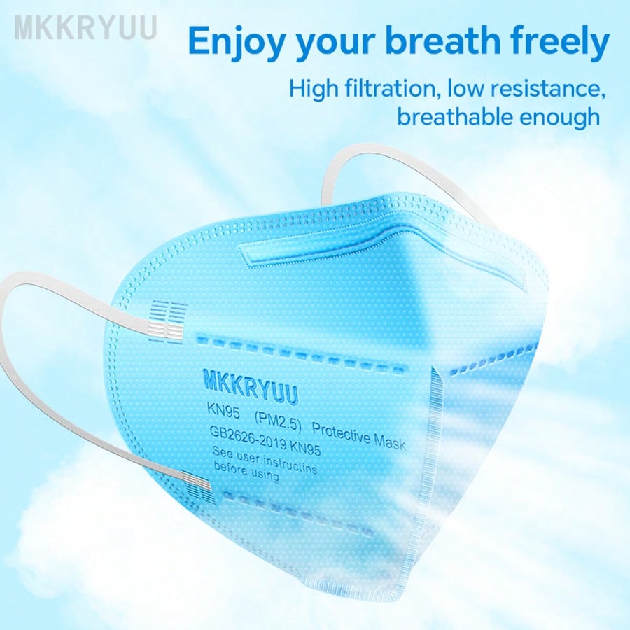 MKKRYUU 50 KN95 Masks, 5-Layer - Disposable Mask Blue のレビューと価格