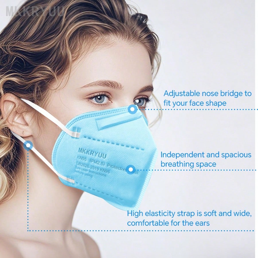 MKKRYUU 50 KN95 Masks, 5-Layer - Disposable Mask Blue のレビューと価格