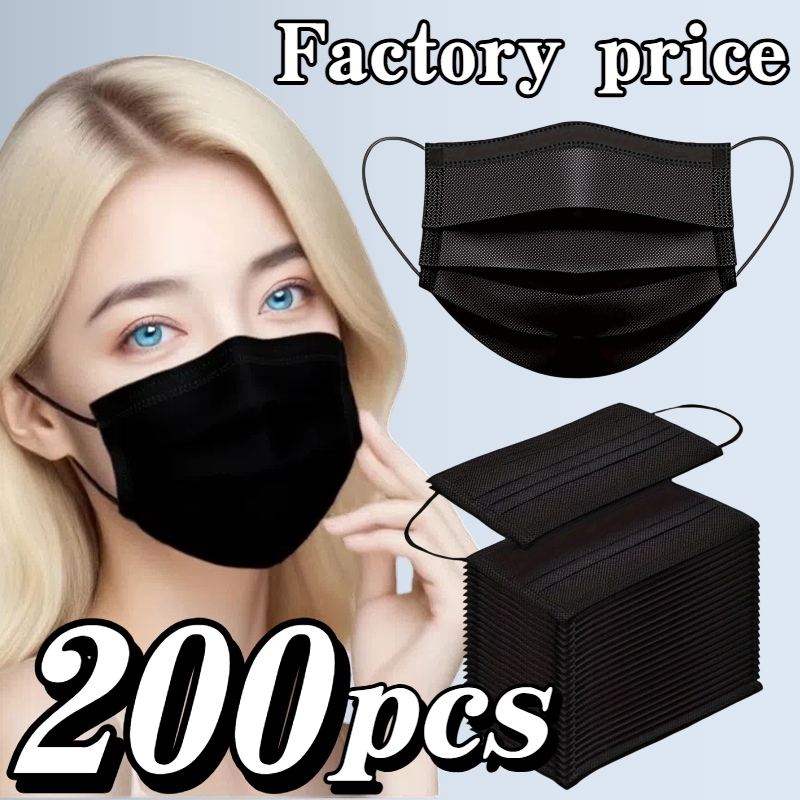 200Pcs Thick Black Disposable  - Kids Face Mask のレビューと価格