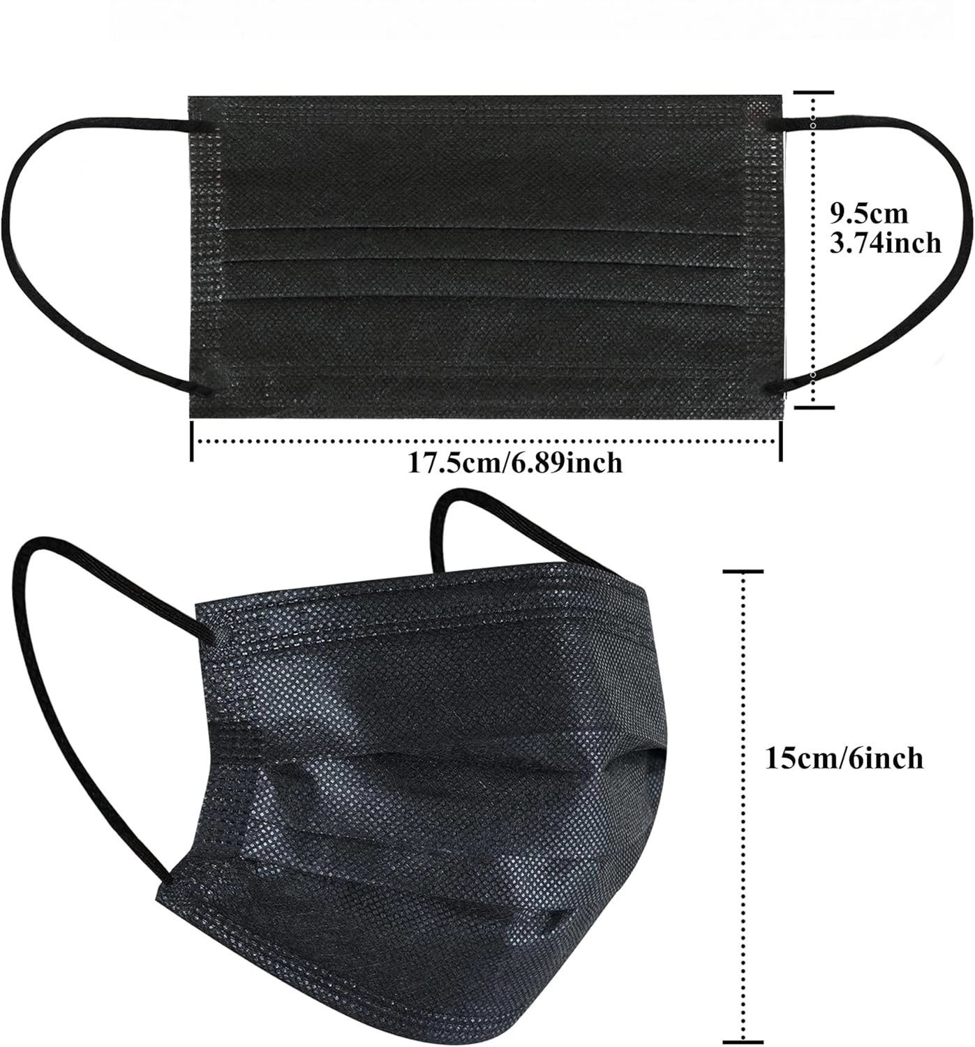 200Pcs Thick Black Disposable  - Kids Face Mask のレビューと価格