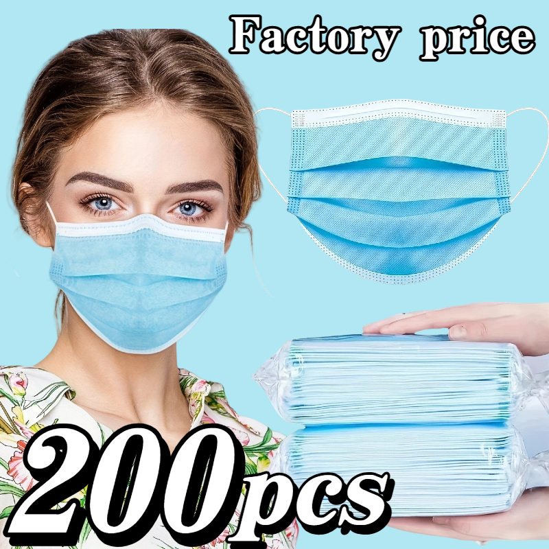 200Pcs Thickened Blue Disposab - Disposable Mask Blue のレビューと価格