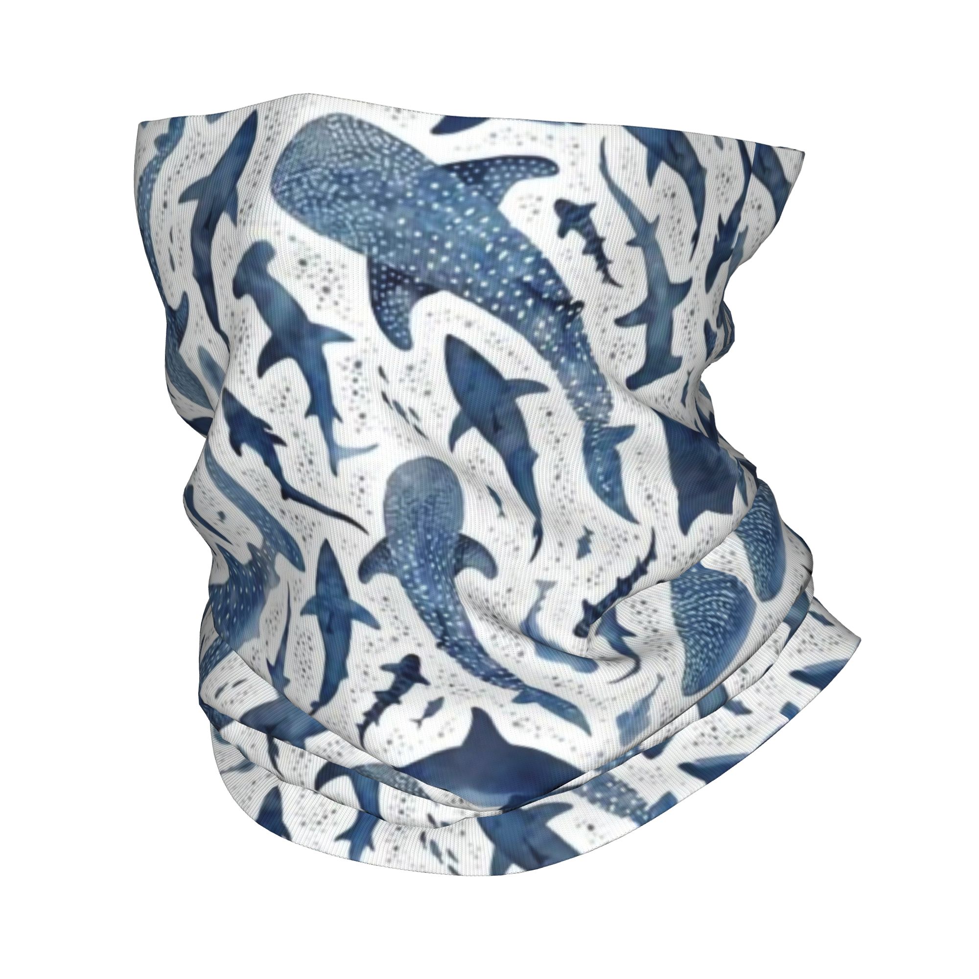 Custom Blue Watercolour Shark  - Neck Gaiter Face Cover のレビューと価格