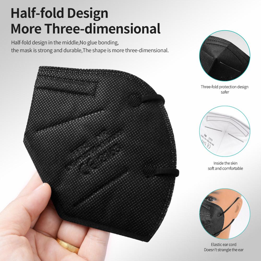 10-200pcs ffp2mask Black kn95  - Kn95 Respirator Mask のレビューと価格