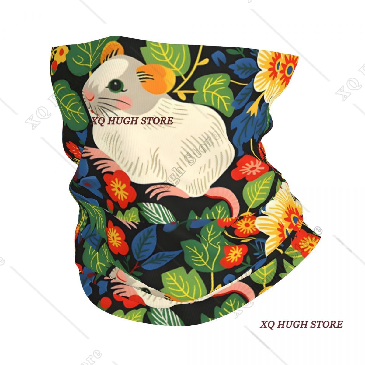 Cute Hamsters And Colourful Fl - Neck Gaiter Face Cover のレビューと価格
