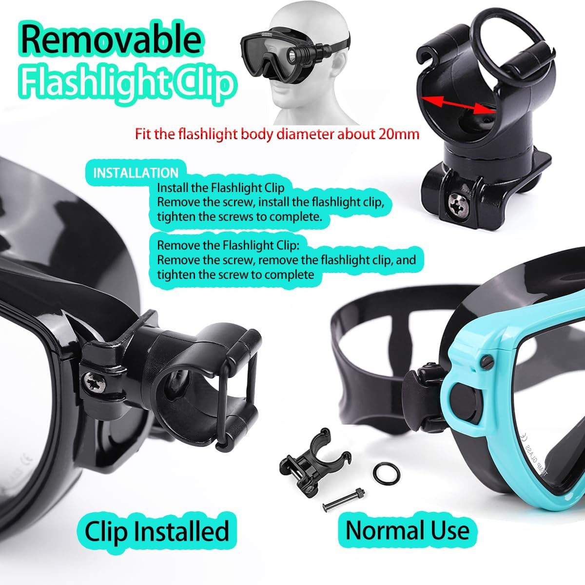 Scuba Diving Mask with flashli - Silicone Mask Bracket のレビューと価格